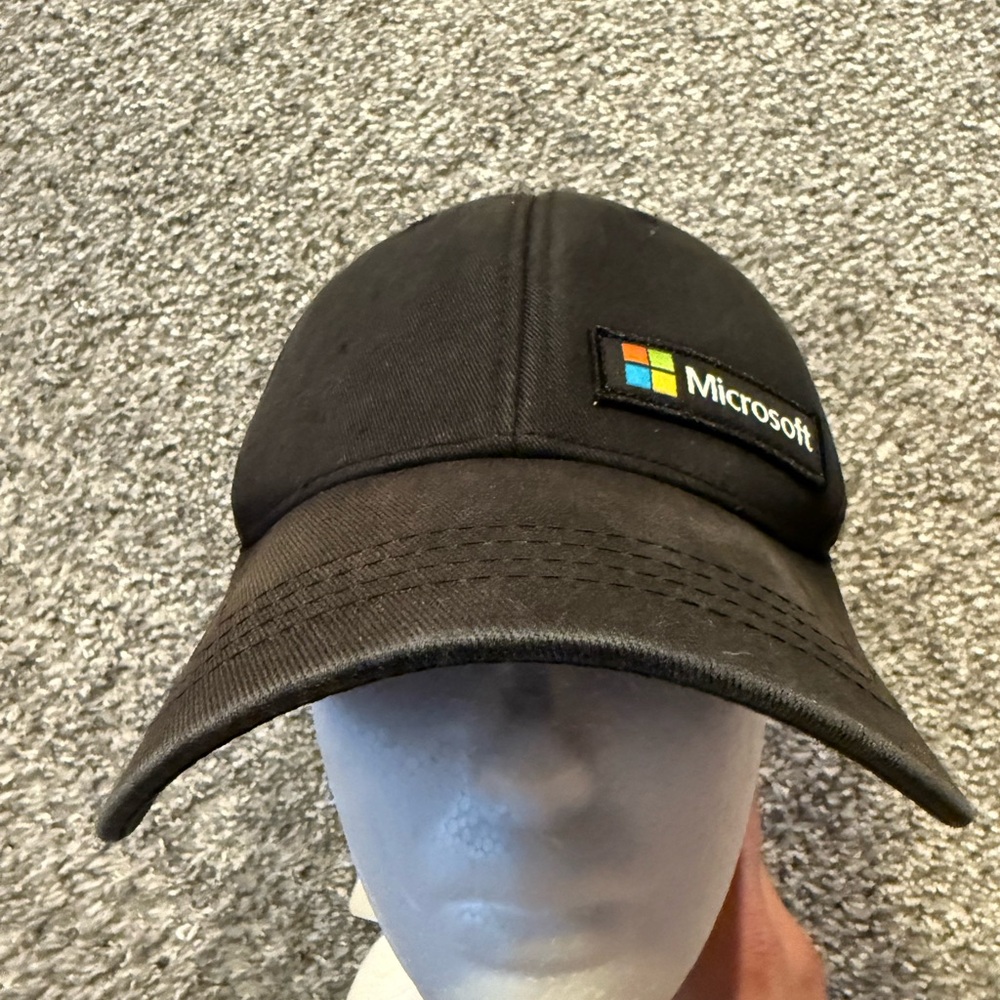 Microsoft Hat Cap StrapBack Structured Adjustable Black OS Computer Software *